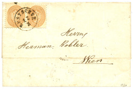 RUSTSCHUK : 1865 Pair 15 Soldi Canc. RUSTSHUK On Cover To WIEN. Signed CALVES. Superb. - Eastern Austria