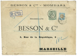 BRITISH EAST AFRICA : 1911 Rare 1 Rupee + 75c On REGISTERED Envelope To FRANCE. Scarce Use Of 1R On Commercial Mail. Vf. - British East Africa