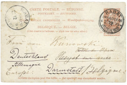 BELGIUM - Reply Card : 1899 BELGIUM Postal Stationery 10c Canc. RABAT MAROCCO DEUTSCHE POST To BELGIUM. Rare. Vvf. - Altri & Non Classificati