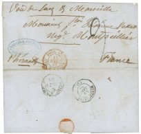 CHINA - French EXPEDITION -  WOOSUNG : 1861 Red POSS. ANGL. AMB. MARSEILLE 15 MARS 61 + "9" Tax Marking + Forwarding Age - Other & Unclassified