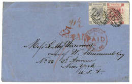 SHANGHAI - BRITISH P.O : 1860 48c + 6c Canc.  S1 + SHANGHAE In Blue (verso) On Envelope To NEW-YORK (USA). Superb. - Autres & Non Classés