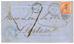 "CUBA Via DANISH WEST INDIES To BARBADOS" : 1874 4d Canc. C51 + ST THOMAS PAID + "1" Tax Marking + BARBADOS Cds On Cover - Dänische Antillen (Westindien)
