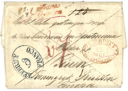 NETHELANDS INDIES To PRUSSIA : 1839 ZEEBRIEF FRANCO Blue + ZEEBRIEF HELLEVOETSLUIS + FRANCO GRENZEN Red On Entire Letter - Sonstige & Ohne Zuordnung