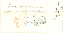 WÜRTTEMBERG : 1847 STUTTGART In Blue On Entire To BELGRAD (SERBIA) With Arrival Cds. Superb. - Otros & Sin Clasificación