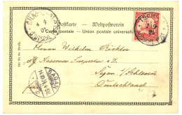 PETCHILI : 1901 KIAUTSCHOU 10pf (P VIc) Canc. TSCHIFU + SHANGHAI On Card (TAKU FORT) To GERMANY. Scarce. Vf. - Chine (bureaux)