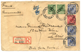 5pf (x2) + 10pf + 20pf (x3) Canc. * PEKING * GERMAN POST On REGISTERED Cover (front Only) To PARIS (FRANCE). Very Scarce - Cina (uffici)