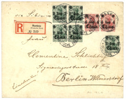 HANKAU : 1902 2c On 5pf (x5) + 4c On 10pf (x2) Canc. HANKAU On REGISTERED Envelope VIA SIBERIA To BERLIN. Scarce. Vf. - Cina (uffici)