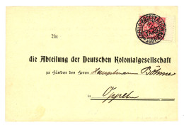 10pf Canc. K.D FELD POSTSTATION/ TAKU/ SUD-FORT On Card To GERMANY. Scarce. Superb. - Cina (uffici)