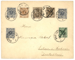 MITLAUFER : 1900 GERMANY 2pf (x3) + 3pf + GERMANIA 3pf + DOA 3pf  + 5pf Canc. DAR-ES-SALAM On Envelope To GERMANY. Vf. - Africa Orientale Tedesca