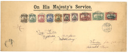 TAVETA : 1914 2 1/2h To 3 MARK Canc. TAVETA On "ON HIS MAJESTY'S SERVICE" Envelope (crease). Scarce. Vf. - Africa Orientale Tedesca