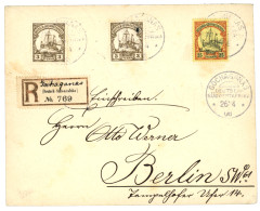 GOCHAGANAS : 1908 25pf + 3pf (x2) Canc. GOCHAGANAS On REGISTERED Envelope To GERMANY. Signed CZIMMEK. Vvf. - German South West Africa