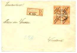 WINDHOEK : 1901 25pf (n°9a) Bloc Of 4 Canc. WINDHOEK On Local REGISTERED Enveloppe. Bloc Of 4 Of This Rare Stamp Are Of  - German South West Africa