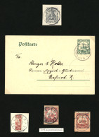 EDEA : MITLAUFER 2pf GERMANIA + 2 Stamps (Blau, KRIEGSTEMPEL)  + 10 Pf Bisect On Piece + 5pf P./Stat. Vvf. - Camerún