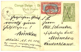 MBAIKI (NEU KAMERUN)  Via French CONGO : 1913 BELGIAN CONGO P./Stat 5c Pen Cancel Datelined "MBAIKI" + French CONGO 10c  - Kameroen