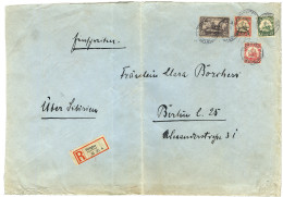 KIAUTSCHOU : 1911  1 1/2 DOLLAR (n°36 I Aa) + 2c + 4c + 20c Canc. TSINGTAU On Large REGISTERED Envelope (central Crease) - Kiauchau