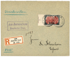 GERMAN LEVANT - PALESTINE : 1906 25 Pia On 5 MARK (n°47a) Canc. JAFFA + Boxed AUS JERUSALEM DEUTSCHE POST On REGISTERED  - Turkse Rijk (kantoren)