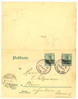 GERMAN MOROCCO - FEZ MELLAH : 1917 P./Stat 5pf (+reply) + 5c Canc. FES MELLAH MAROCCO To SWITZERLAND. Vf. - Morocco (offices)