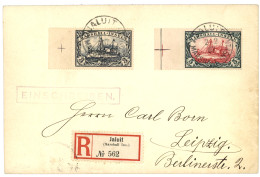 MARSHALL ISLANDS : 1907 5 MARK + 3 MARK Canc. JALUIT On REGISTERED Envelope To GERMANY. Vvf. - Marianen