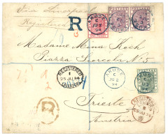 GOLD COAST - AKUSE : 1894 1/2d + 1d + 4d (x2) Canc. AKUSE On REGISTERED Cover To AUSTRIA. Superb. - Goldküste (...-1957)