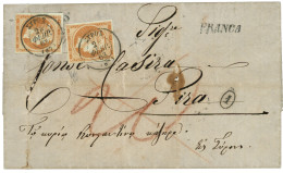 RHODES : 1863 GREECE 10L (x2) Applied On RHODES/25 FEB. Cachet + FRANCA On Entire Letter With Full Text From RODUS To SI - Other & Unclassified