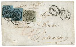 LLOYD AUSTRIACO ANCONA : 1863 PAPAL STATES 6B + 7B (x2) Canc. ROMA + LLOYD AUSTRIACO ANCONA On Cover To PATRASSO (GRECE) - Autres & Non Classés