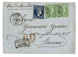 GREECE : 1875 Pair 5L + 20L Canc. SYRA + PIROSCAFI POSTALI AUSTRIACI On Cover To ROMA (ITALY). Vvf. - Altri & Non Classificati