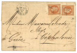 IONIAN ISLANDS : 1872 40c (n°31)x2 On Entire Letter From PARIS To CEPHALONIA. Vvf. - Other & Unclassified