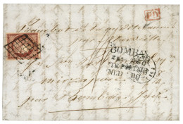 INDIA - Incoming Mail : 1850 FRANCE  First Issue 1F DARK CARMINE With 4 Large Margins But Light Crease + ROCHEFORT-S-MER - Other & Unclassified