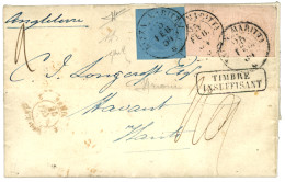 SARDINIA : 1854 Second Issue 20c + Pair 40c Canc. NIZZA MARITTA + Boxed TIMBRE INSUFFISANT On Entire Letter With Full Te - Sardaigne