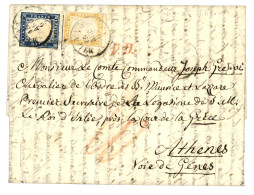 SARDINIA : 1861 20c + 80c (faults) Canc. MILANO On Entire Letter To ATHENES (GREECE). Vf. - Sardegna