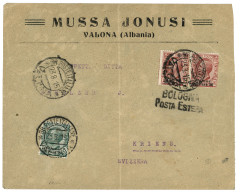 ITALIAN P.O - ALBANIA : 1915 VALONA 5c + 10c (x2) On REGISTERED Censored Cover To SWITZERLAND. RARE. Vf. - Otros & Sin Clasificación