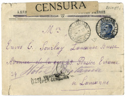 ITALIAN P.O - PRIMETI : 1917 ITALY 25c Canc. PRIMETI On CENSORED Envelope (faults) To SWITZERLAND. Vf. - Otros & Sin Clasificación