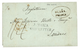 JAMAICA / COLOMBIA : 1845 OCANA FRANCA + JAMAICA SHIP LETTER On Entire Letter From OCANA To LONDON. Vvf. - Jamaïque (...-1961)