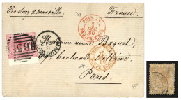 MAURITIUS : 1880 17c On 4d Canc. B53 + Red Cachet POSS. AN. PAQ FR. T N°2 On Cover To FRANCE + MAURITIUS 4c Yellow Canc. - Mauricio (...-1967)