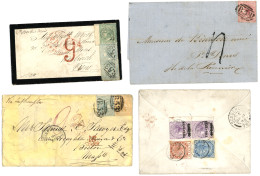 MAURITIUS : 1864/93 Lot 4 Covers With Nice Franking To UK, USA, REUNION ISLAND. Vf. - Mauritius (...-1967)