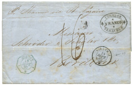 MEXICO : 1862 Rare French Packet Cachet VERA-CRUZ + French Consular Cds MEXIQUE 1 + CORREOS/FRANCO/ VERA-CRUZ On Entire  - Messico
