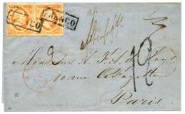 NETHERLANDS : 1864 Pair 15c With Large Margins Canc. FRANCO + "AFFRANCHISSEMENT INSUFFISANT" + "12" Tax Marking On Entir - Other & Unclassified