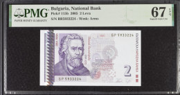 2 Leva BULGARIA 2005 UNC PMG 67 EPQ - Bulgarie