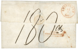 INDIE OVER MARSEILLE : 1851 Boxed INDIE / OVER / MARSEILLE In Red (verso) + SAMARANG FRANCO + "LANDMAIL Via MARSEILLE" O - Niederländisch-Indien