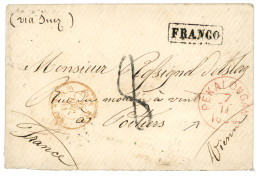 1864 PELALONGAN Red + Boxed FRANCO + 8 Tax Marking On Envelope To FRANCE. Superb. - Indie Olandesi