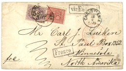 NORWAY : 1873 8sk + 4sk Canc. CHRISTIANIA + Boxed VIA ENGLAND On Envelope To UNITED STATES. Vf. - Sonstige & Ohne Zuordnung