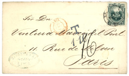 PERU : 1878 10c Canc. LIMA + T /1-10 + 16 Tax Marking On Envelope To FRANCE. Verso, CALLAO.  Vf. - Peru