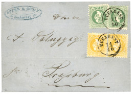 ROMANIA - AUSTRIAN P.O. : 1867 Pair 2 Soldi + 3 Soldi (x2) Canc. BUCAREST On Cover To POZSONY (HUNGARY) With Superb Arri - Otros & Sin Clasificación