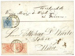 ROMANIA - AUSTRIAN Occupation Of MOLDOVIA : 1855 AUSTRIA Pair 3kr + 9kr Canc. K.K OST. F.P KRAIOVA On Cover To WIEN. All - Autres & Non Classés