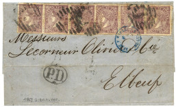 SPAIN - GIBRALTAR : 1869 SPAIN 50m Mauve (x6) Canc. On Entire Letter Datelined GIBRALTAR To FRANCE. RARE. Vvf. - Sonstige & Ohne Zuordnung