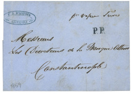 TURKEY : 1859 "Per VAPEUR TURC" + P.P On Entire Letter With Text From GALLIPOLI To CONSTANTINOPLE. Superb. - Autres & Non Classés