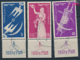 Israel 63-65 Mit Tab (kompl.Ausg.) Gestempelt 1951 Jüdische Festtage (10251988 - Oblitérés (avec Tabs)