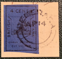 British Guiana1852 4c Blue Ship Dangerous Forgery Descr. In Philatelic Literature (faux Guyane Britannique Empire Guyana - Guayana Británica (...-1966)