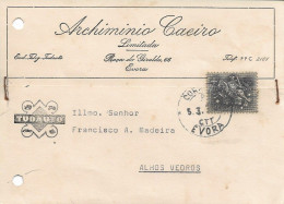 Portugal , 1956 ,  ARCHIMINIO CAEIRO , Évora , Commercial Mail - Portugal