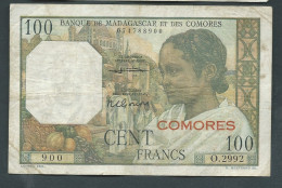 COMOROS - COMORES - 100 Francs Nd.(1960-1963) {sign. Martin & Gonon}  6 900 O.2992  Laura12115 - Comores